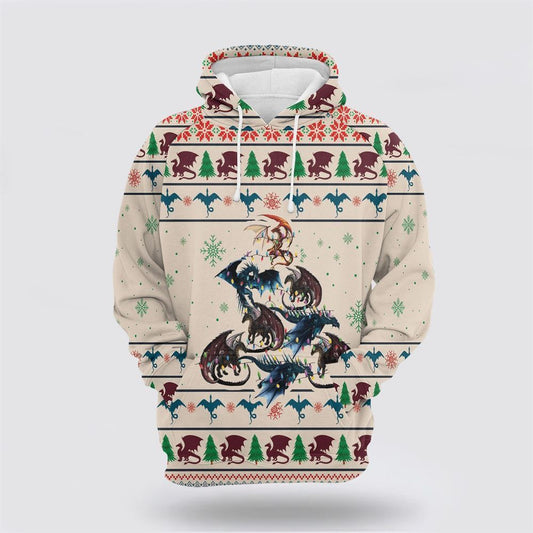 Dragon Christmas Tree All Over Print 3D Hoodie For Men & Women, Christmas Hoodie Cute, Christmas Gift, Christmas Fashion