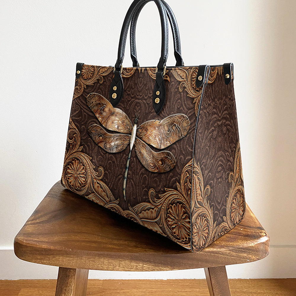 Dragonfly Earthtoned Leather Bag, Gifts Dragonfly Lovers, Women's Pu Leather Bag