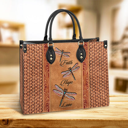 Dragonfly Faith Hope Love Leather Bag, Gifts Dragonfly Lovers, Women's Pu Leather Bag