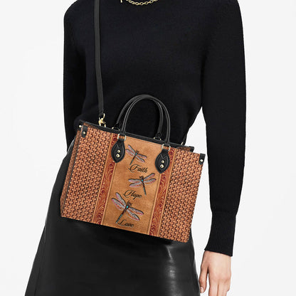 Dragonfly Faith Hope Love Leather Bag, Gifts Dragonfly Lovers, Women's Pu Leather Bag