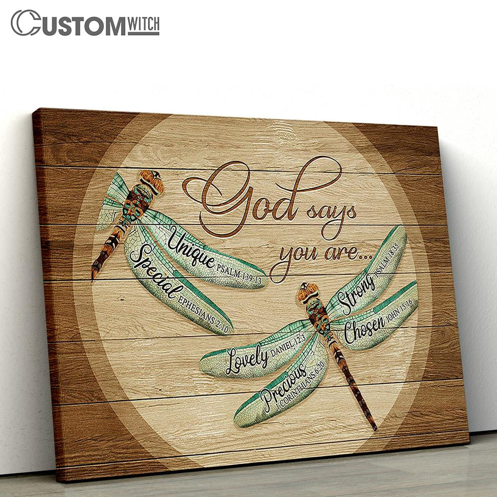 Dragonfly God says you are Canvas Wall Art - Bible Verse Canvas - Religious Prints