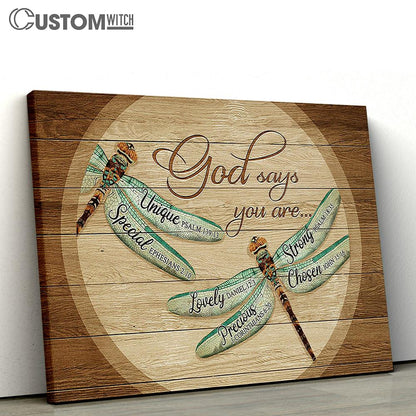 Dragonfly God says you are Canvas Wall Art - Bible Verse Canvas - Religious Prints