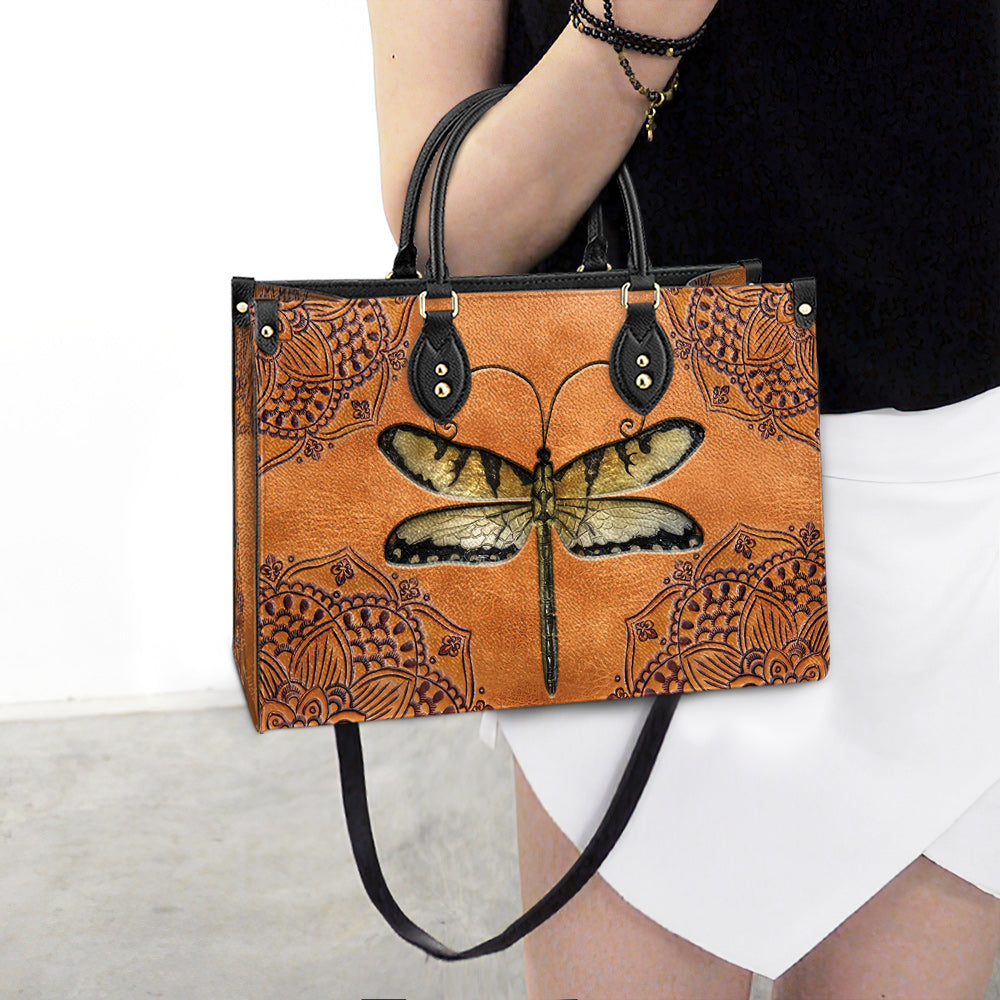 Dragonfly Mandala Style Leather Bag, Gifts Dragonfly Lovers, Women's Pu Leather Bag