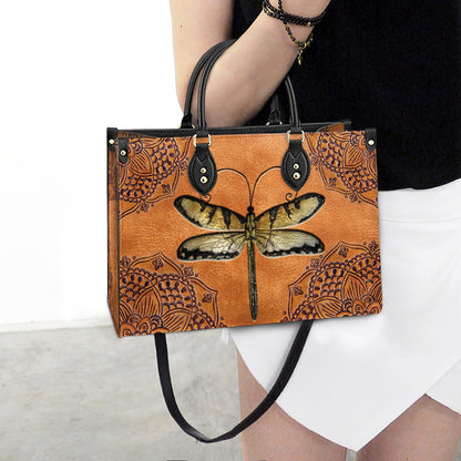 Dragonfly Mandala Style Leather Bag, Gifts Dragonfly Lovers, Women's Pu Leather Bag