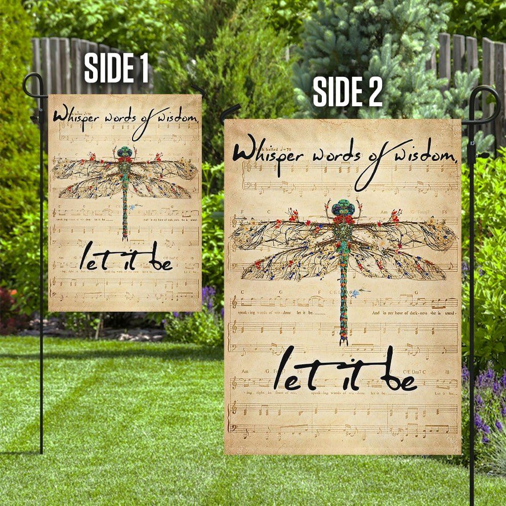 Dragonfly Whisper Words Of Wisdom Let It Be Flag, Religious House Flags, Christian Flag, Scripture Flag, Garden Banner