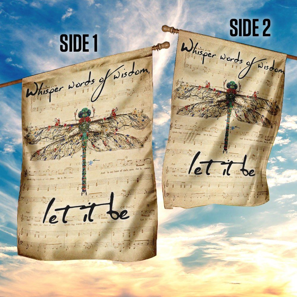 Dragonfly Whisper Words Of Wisdom Let It Be Flag, Religious House Flags, Christian Flag, Scripture Flag, Garden Banner