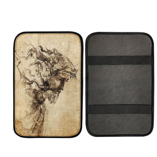 Drawing Jesus Christ Car Center Console Cover, Christian Car Accessories