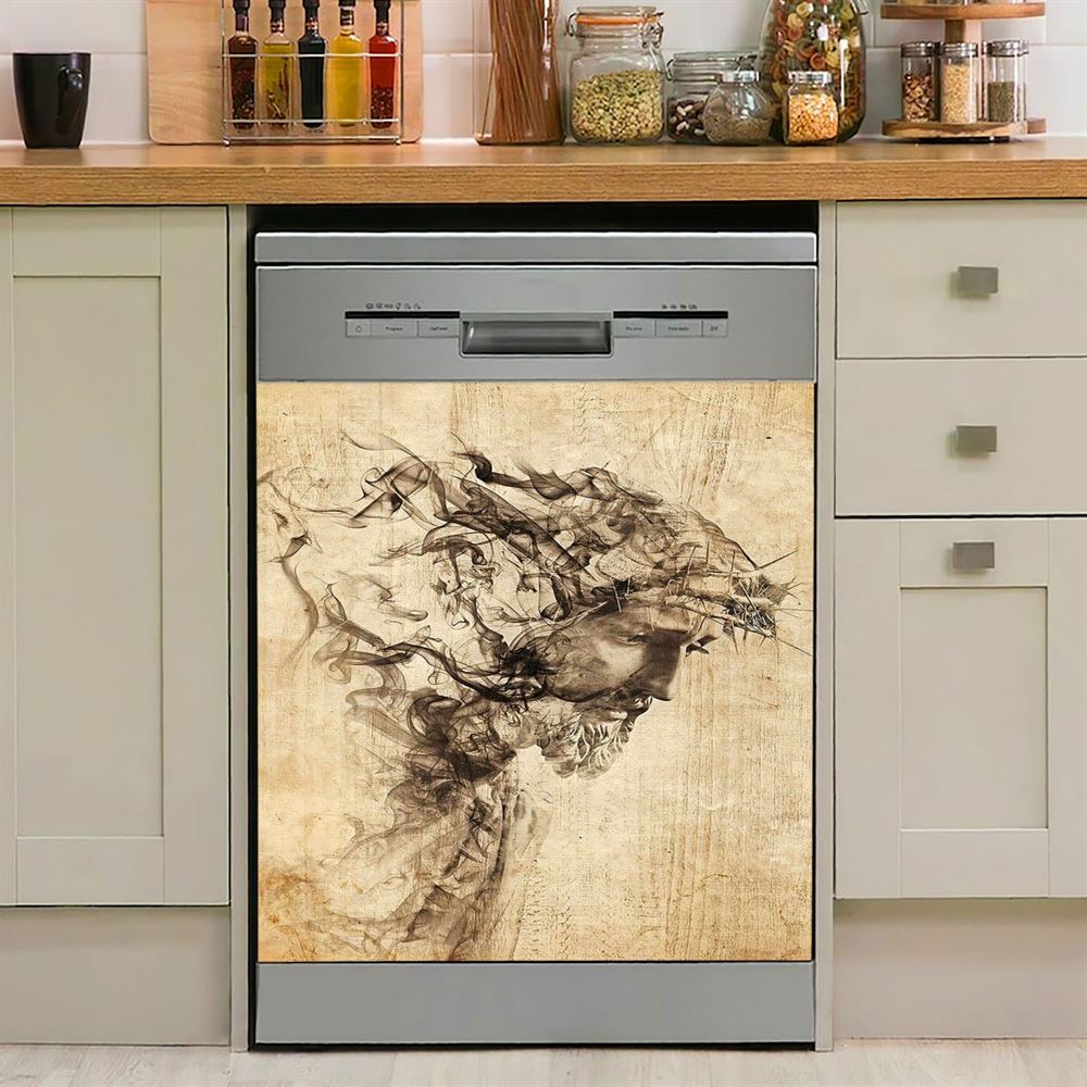Drawing Jesus Christ Dishwasher Cover, Jesus Dishwasher Magnet Cover, Christian Kitchen Decor
