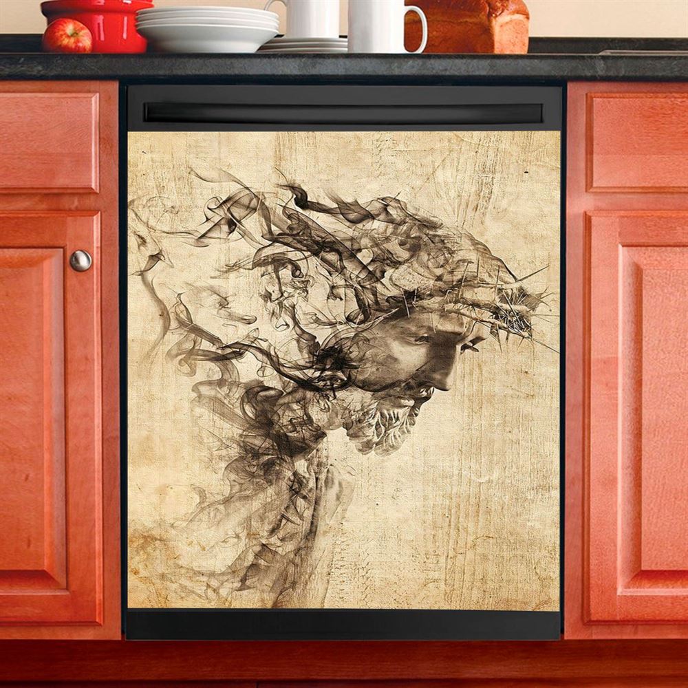 Drawing Jesus Christ Dishwasher Cover, Jesus Dishwasher Magnet Cover, Christian Kitchen Decor