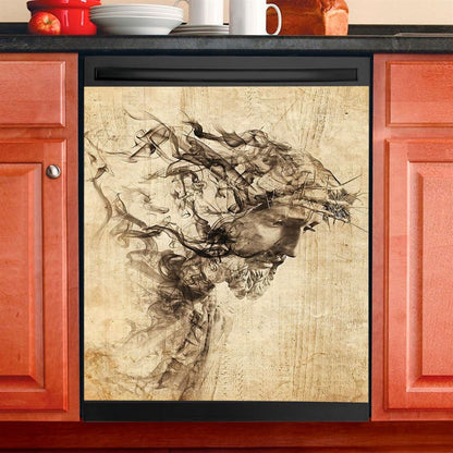Drawing Jesus Christ Dishwasher Cover, Jesus Dishwasher Magnet Cover, Christian Kitchen Decor