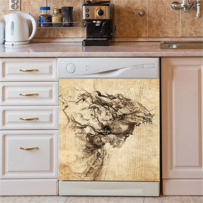 Drawing Jesus Christ Dishwasher Cover, Jesus Dishwasher Magnet Cover, Christian Kitchen Decor