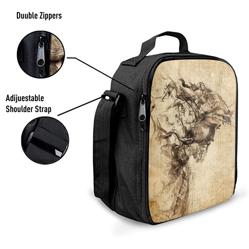 Drawing Jesus Christ Lunch Bag, Christian Lunch Bag For School, Picnic, Religious Lunch Bag