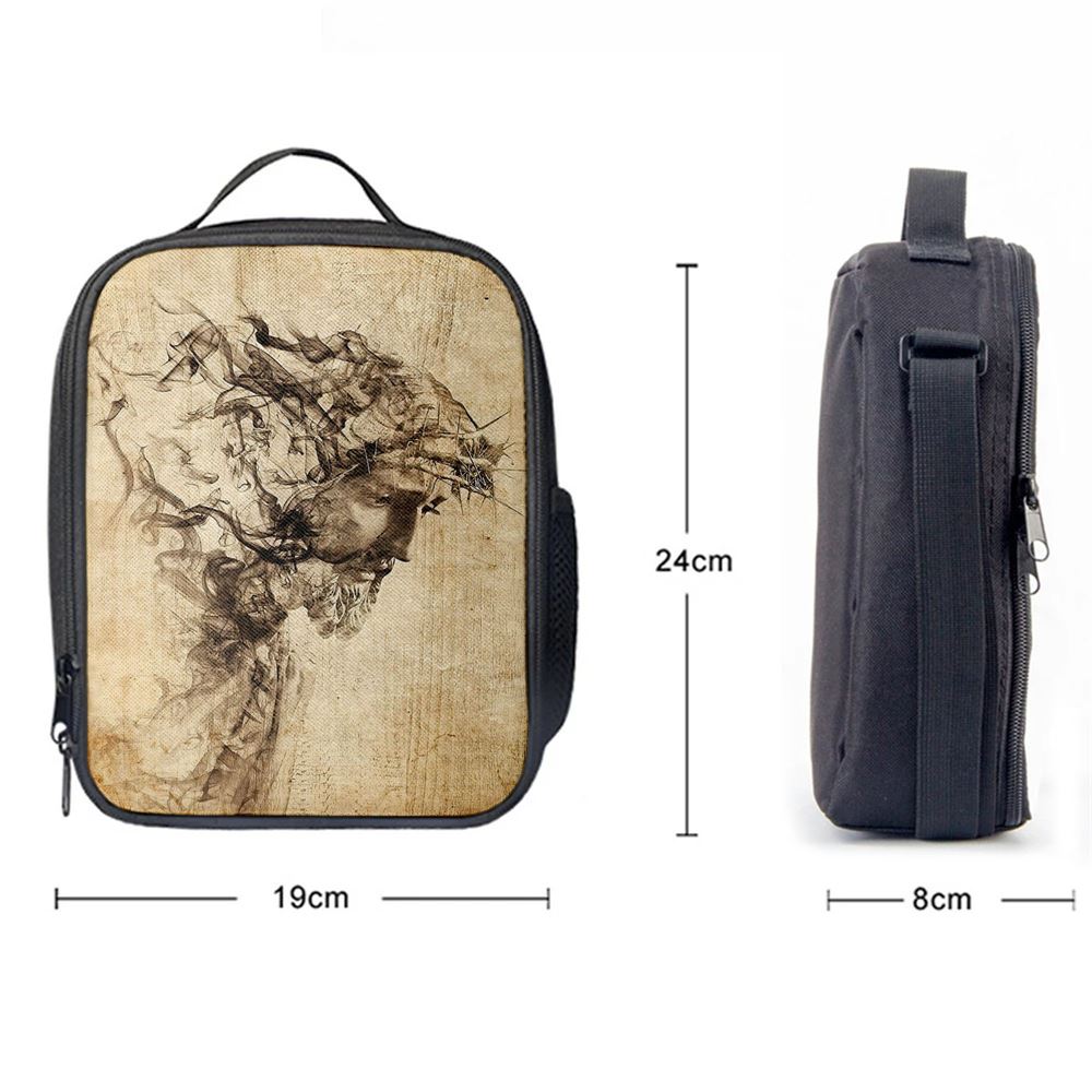 Drawing Jesus Christ Lunch Bag, Christian Lunch Bag For School, Picnic, Religious Lunch Bag