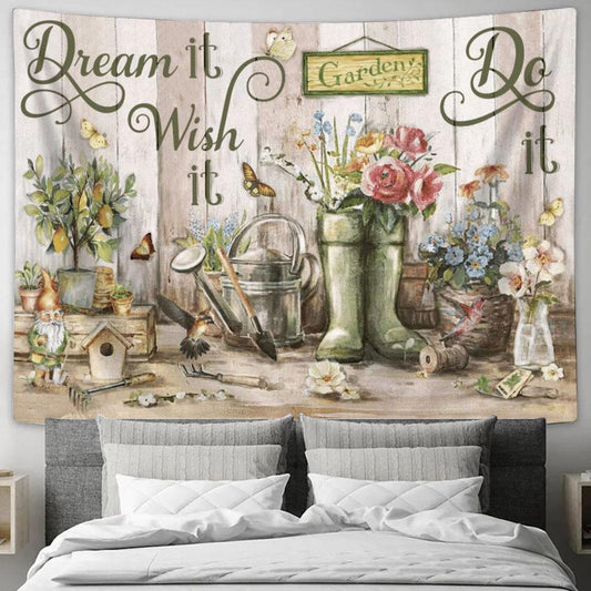 Dream It Wish It Do It Flower Tapestry, Tapestries for Living Room Bedroom