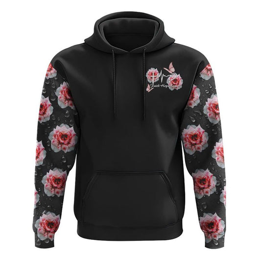 Drop Water Rose Cross Faith All Over Print 3D Hoodie, Christian Hoodie, Christian Sweatshirt, Bible Verse Shirt