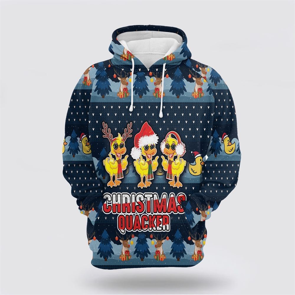 Duck Christmas Quacker All Over Print 3D Hoodie For Men & Women, Christmas Hoodie Cute, Christmas Gift, Christmas Fashion