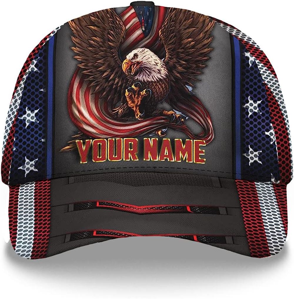 Eagle Ameriacan Custom Name Baseball Cap, Christian Baseball Cap, Religious Cap, Jesus Gift, Jesus Hat
