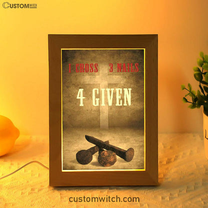 Easter Christian Gifts 1 Cross 3 Nails 4 Given Frame Lamp Prints - Bible Verse Decor - Scripture Art