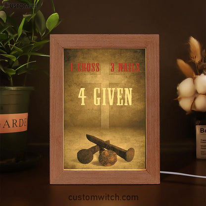 Easter Christian Gifts 1 Cross 3 Nails 4 Given Frame Lamp Prints - Bible Verse Decor - Scripture Art