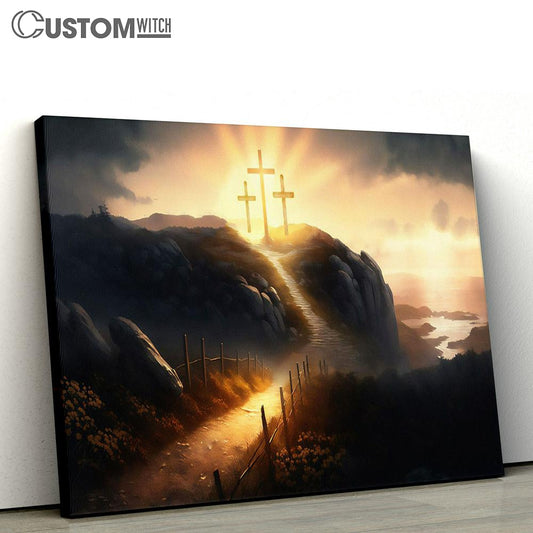 Easter Cross Dawn Canvas Pictures - Faith Art - Christian Canvas Wall Art Decor