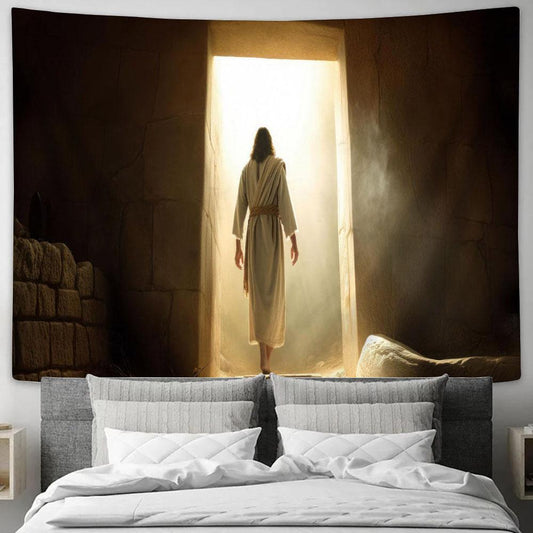 Easter Jesus Christ Come Out Tomb Tapestry Pictures - Faith Art - Christian Tapestry Wall Art Decor