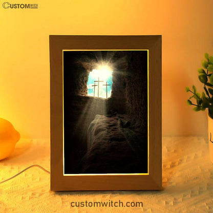 Easter Morning Golgotha Hill Cross Resurrection Frame Lamp Prints - Religious Frame Lamp Art - Christian Decor