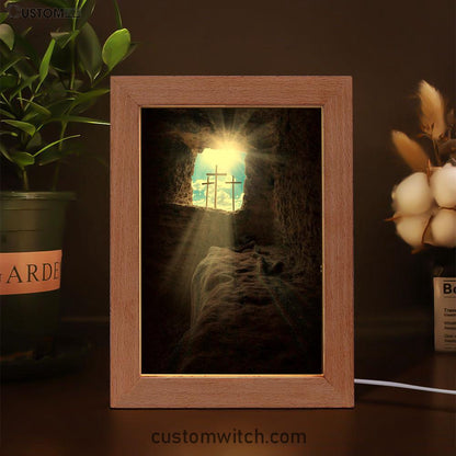 Easter Morning Golgotha Hill Cross Resurrection Frame Lamp Prints - Religious Frame Lamp Art - Christian Decor