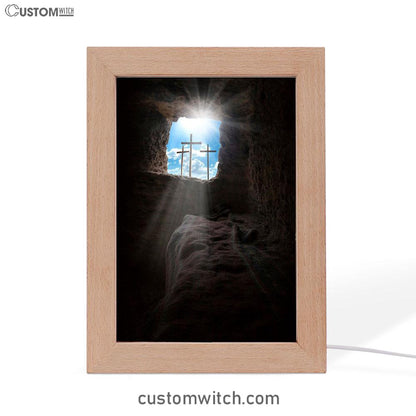 Easter Morning Golgotha Hill Cross Resurrection Frame Lamp Prints - Religious Frame Lamp Art - Christian Decor