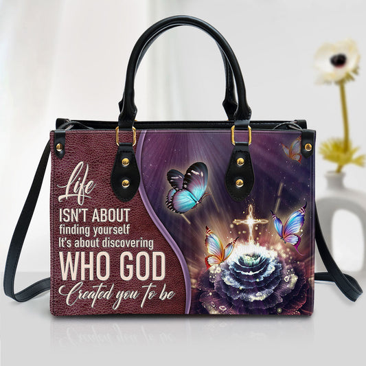 Elegant Butterfly Leather Bag, Life Is About Discovering Who God Created You To Be, Christian Pu Leather Bags For Women