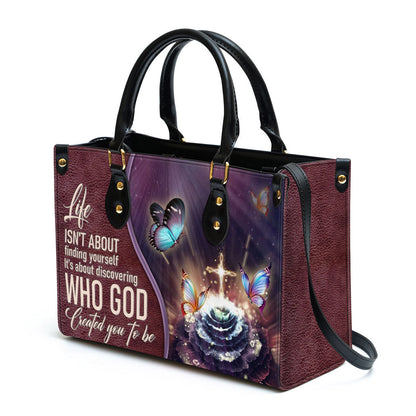 Elegant Butterfly Leather Bag, Life Is About Discovering Who God Created You To Be, Christian Pu Leather Bags For Women