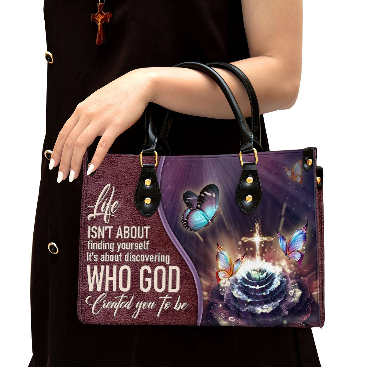 Elegant Butterfly Leather Bag, Life Is About Discovering Who God Created You To Be, Christian Pu Leather Bags For Women