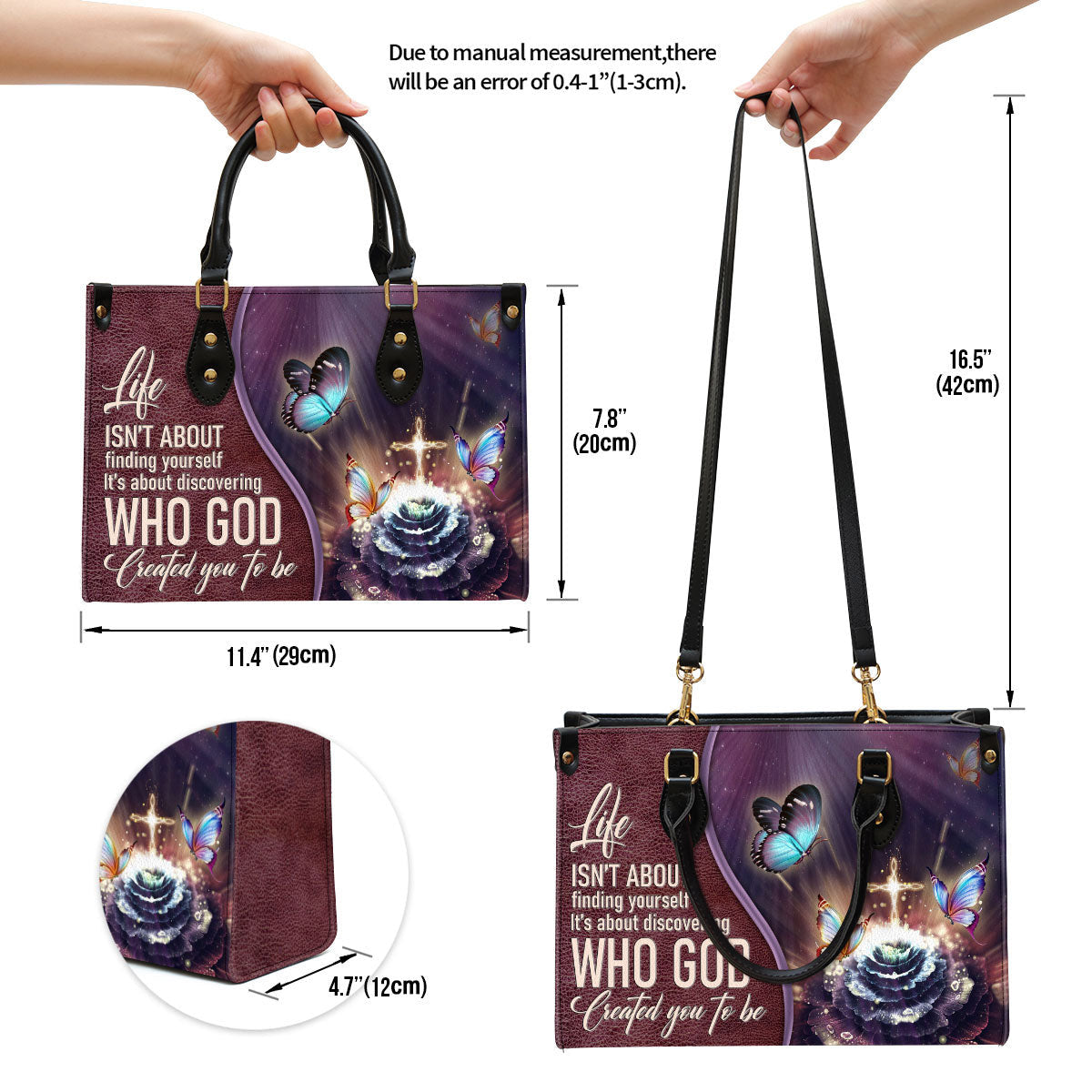 Elegant Butterfly Leather Bag, Life Is About Discovering Who God Created You To Be, Christian Pu Leather Bags For Women