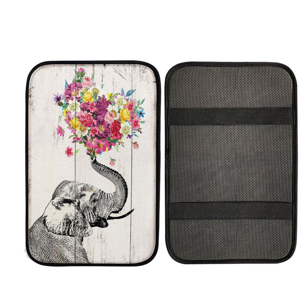 Elephant Floral Heart Boho Car Armrest Pad - Gift For Women, Christian Car Accessories