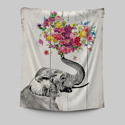 Elephant Floral Heart Boho Wall Art - Home Decoration, Bedroom, Bathroom, Apartment - Gift For Women