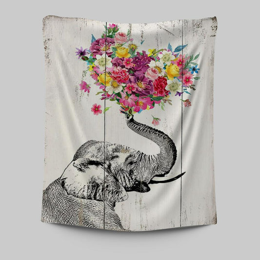 Elephant Floral Heart Boho Wall Art - Home Decoration, Bedroom, Bathroom, Apartment - Gift For Women