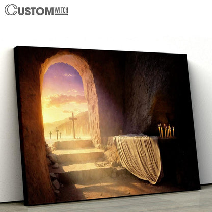 Empty Tomb Christ With Crucifixes Canvas Pictures - Faith Art - Christian Canvas Wall Art Decor