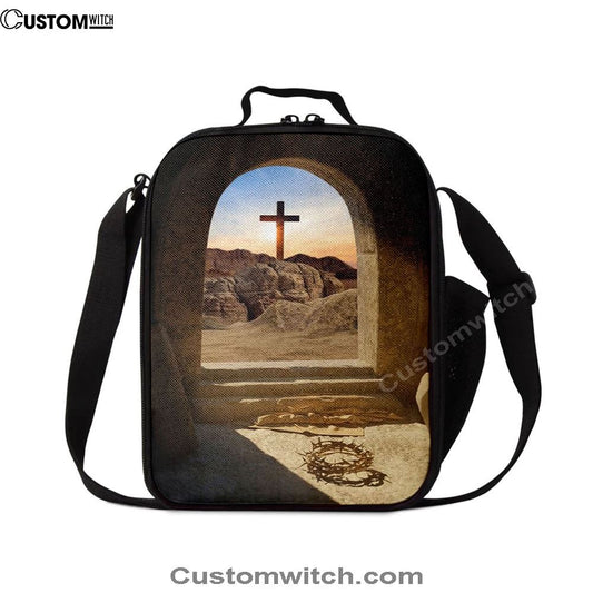 Empty Tomb Crown Of Thorns Rugged Cross Lunch Bag, Christian Lunch Bag For School, Picnic, Religious Lunch Bag