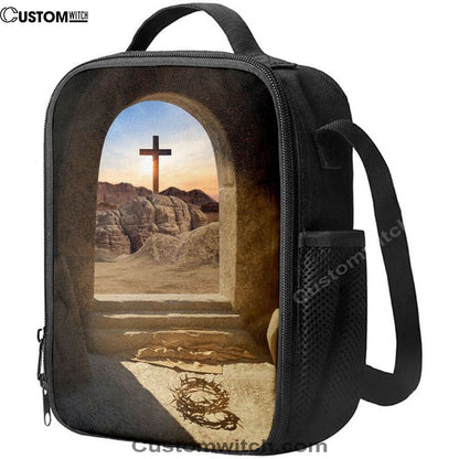 Empty Tomb Crown Of Thorns Rugged Cross Lunch Bag, Christian Lunch Bag For School, Picnic, Religious Lunch Bag