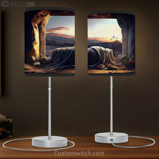Empty Tomb Jesus Christ Table Lamb Pictures - Faith Art - Christian Table Lamb Gift Decor