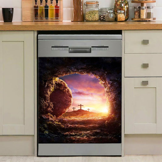 Empty Tomb Of Jesus Christ Dishwasher Cover Pictures, Christian Dishwasher Magnet Cover, Kitchen Decor Easter Kitchen Decor