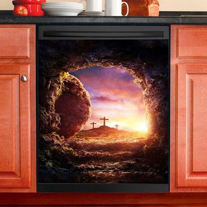 Empty Tomb Of Jesus Christ Dishwasher Cover Pictures, Christian Dishwasher Magnet Cover, Kitchen Decor Easter Kitchen Decor