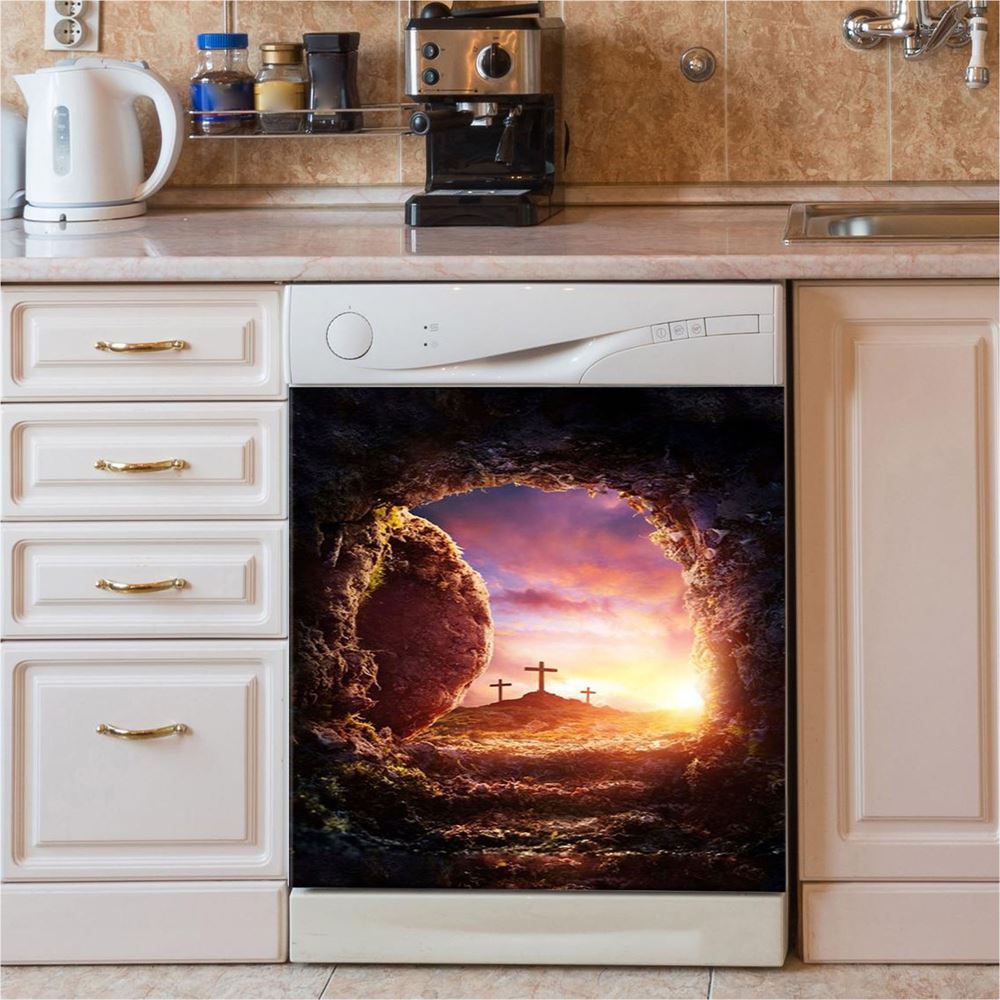 Empty Tomb Of Jesus Christ Dishwasher Cover Pictures, Christian Dishwasher Magnet Cover, Kitchen Decor Easter Kitchen Decor