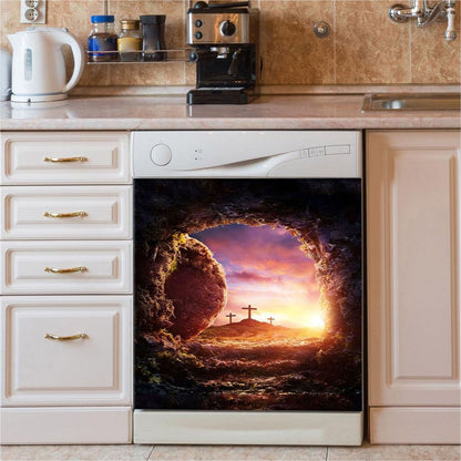 Empty Tomb Of Jesus Christ Dishwasher Cover Pictures, Christian Dishwasher Magnet Cover, Kitchen Decor Easter Kitchen Decor