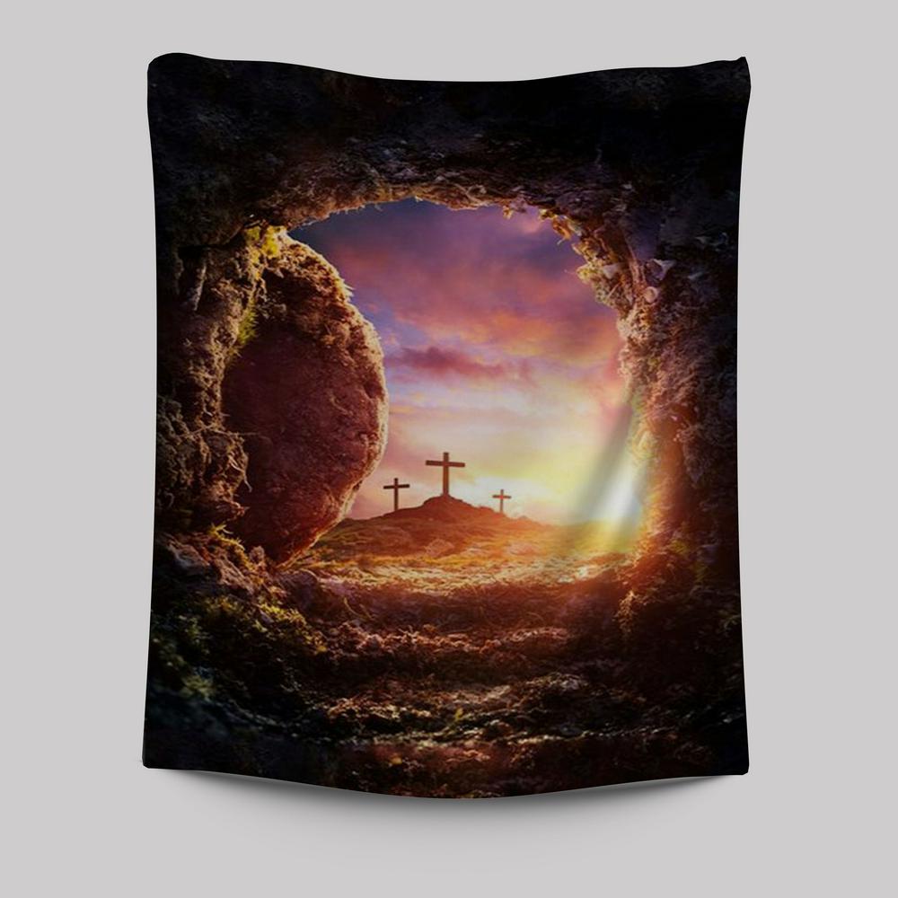 Empty Tomb Of Jesus Christ Tapestry Pictures - Christian Wall Art - Tapestry Easter Wall Decor