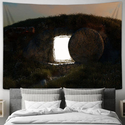 Empty Tomb Pictures Tapestry Art - Christian Wall Art Decor - Easter Wall Art