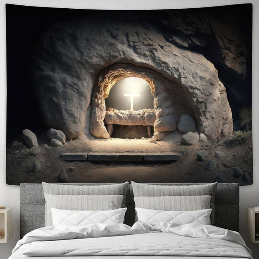 Empty Tomb Resurrection Tapestry Pictures - Faith Art - Christian Tapestry Wall Art Decor