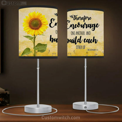 Encourage One Another And Build Each Other Up Sunflower Table Lamb Gift - Christian Bedroom Decor