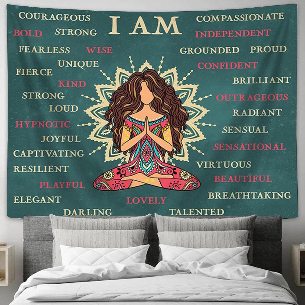 Encouraging Yoga Wall Art - Motivational Wall Art Tapestry - Encouragement Gifts for Women