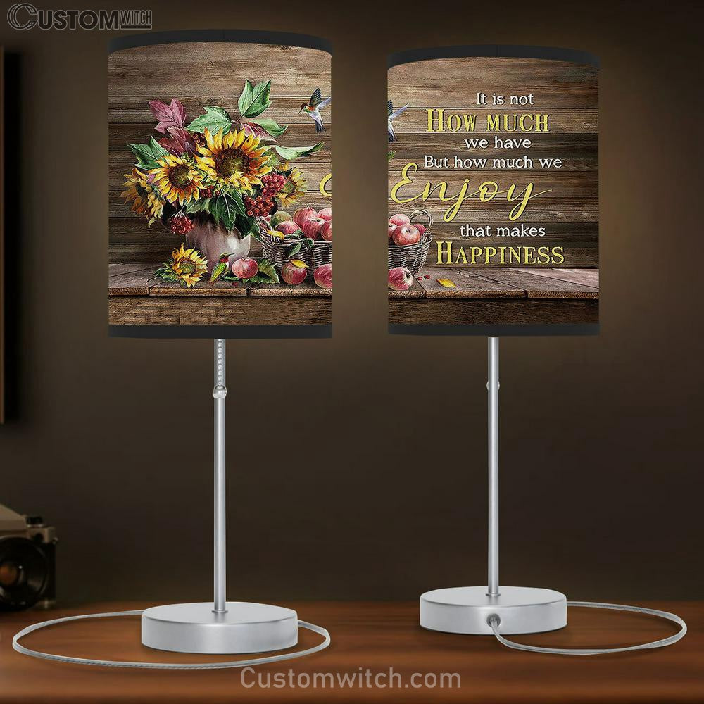 Enjoy That Makes Happiness Apple Sunflower Vase Hummingbird Table Lamb Gift - Bible Verse Table Lamb - Religious Bedroom Decor