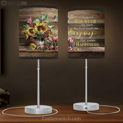 Enjoy That Makes Happiness Apple Sunflower Vase Hummingbird Table Lamb Gift - Bible Verse Table Lamb - Religious Bedroom Decor